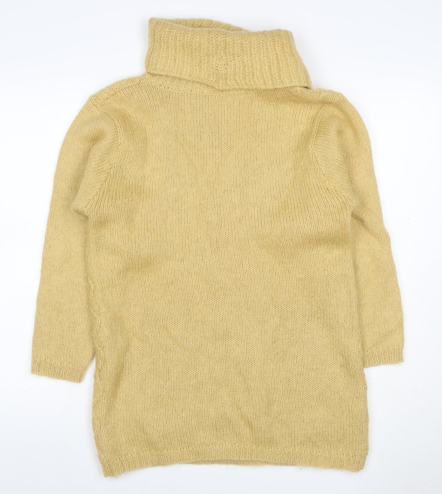 Anna Women Yellow Size 16 Mohair Blend Cable-Knit Roll Neck Jumper
