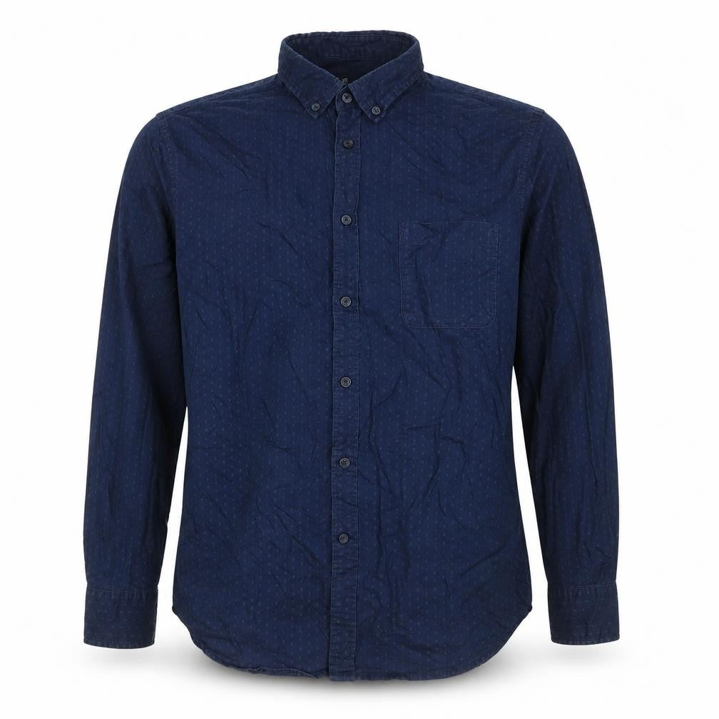 Dunnes Men Blue Large Geometric Button-Down Cotton Shirt