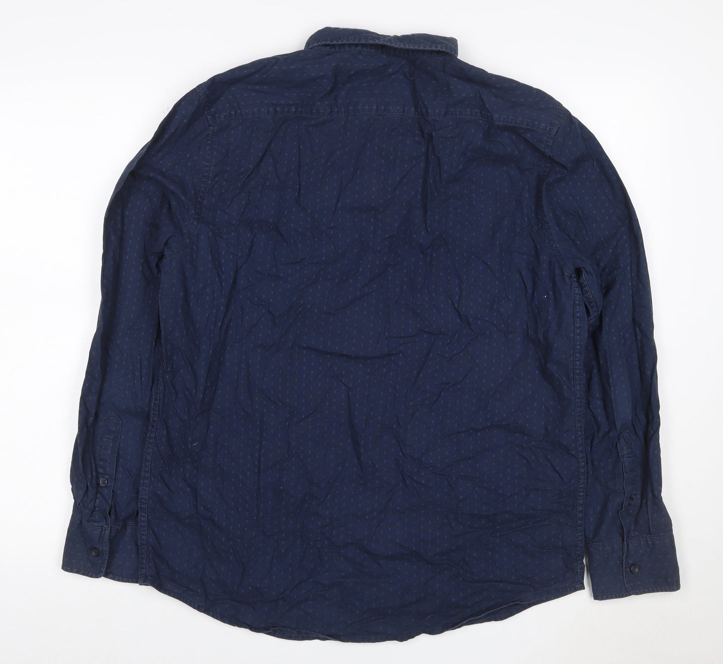 Dunnes Stores Men Blue Large Geometric Button-Down Cotton Shirt