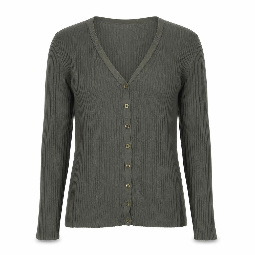 St. Bernard Women’s Grey Silk V-Neck Button Cardigan Size 12