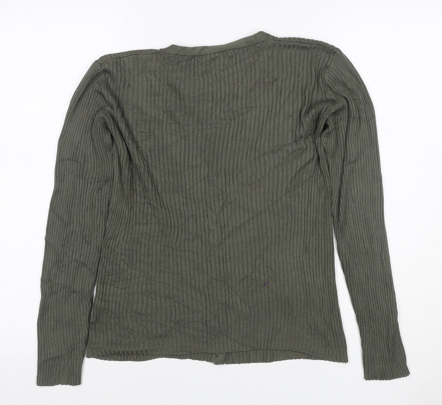 St. Bernard Women’s Grey Silk V-Neck Button Cardigan Size 12