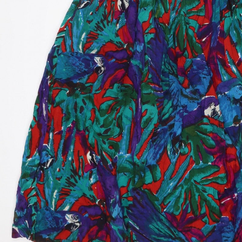 Monsoon Women’s Multicoloured UK 14 Tropical Bird Midi Shirt Dress