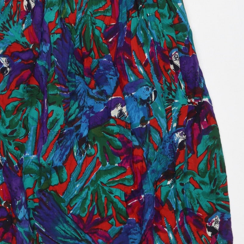 Monsoon Women’s Multicoloured UK 14 Tropical Bird Midi Shirt Dress