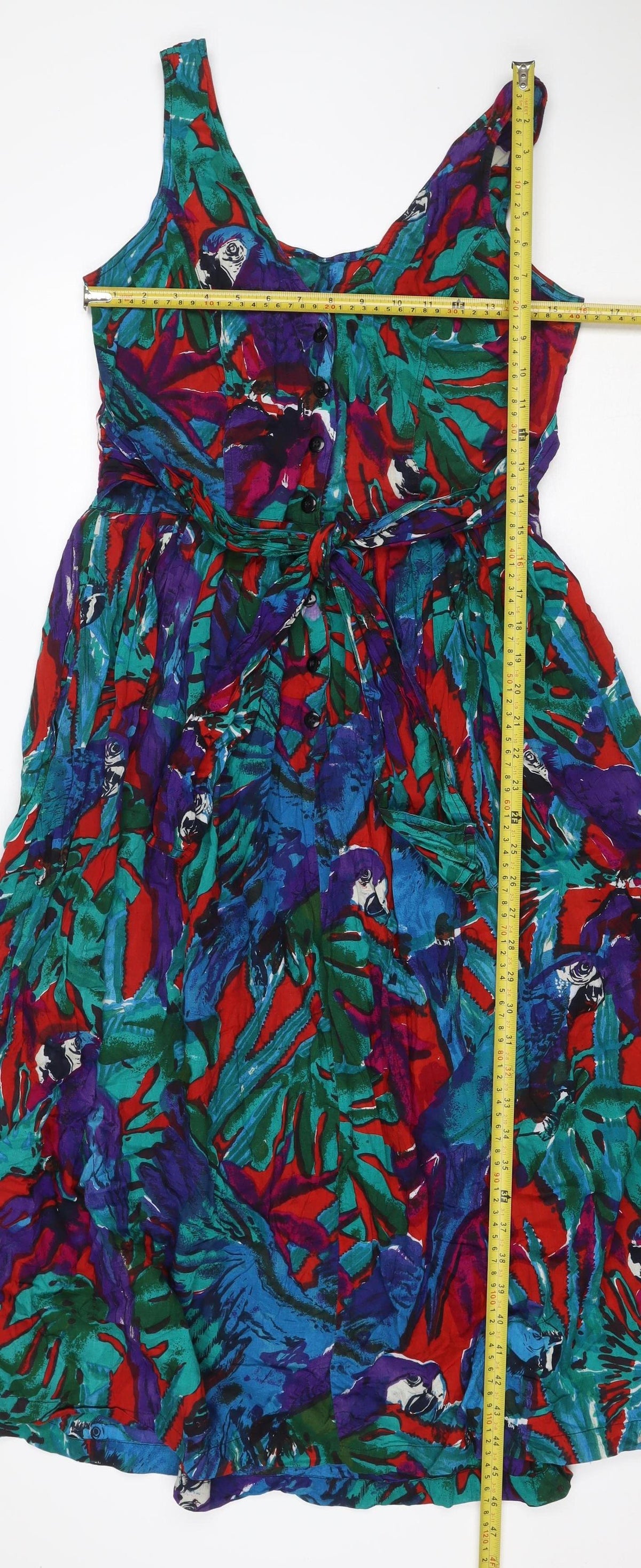 Monsoon Women’s Multicoloured UK 14 Tropical Bird Midi Shirt Dress