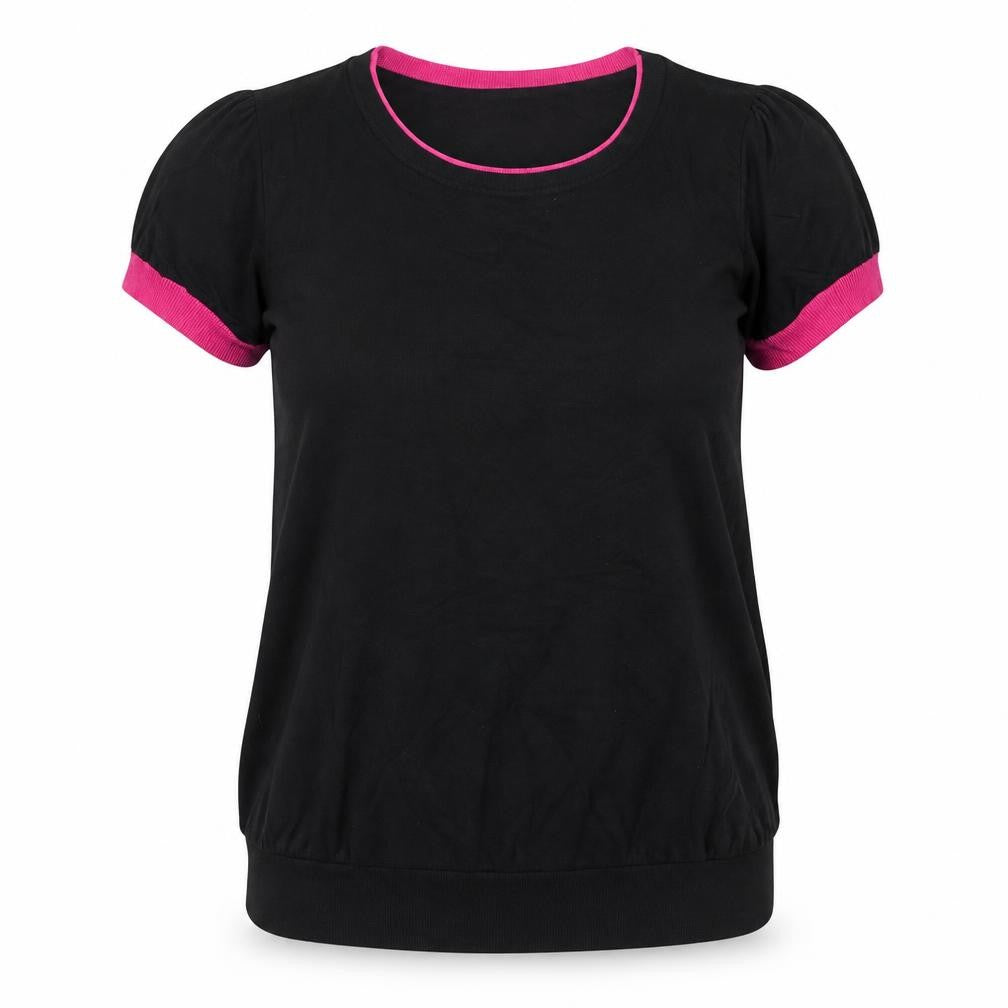 Marks & Spencer Women Black Pink Trim Knit Top UK 14