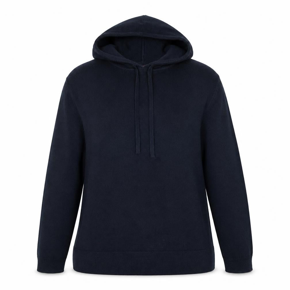 Marks & Spencer Women Blue M Knit Hooded Pullover Hoodie Drawstring