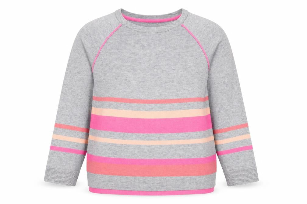 Klass Women’s Grey Pink Stripe Crew Neck Knit Jumper UK 16