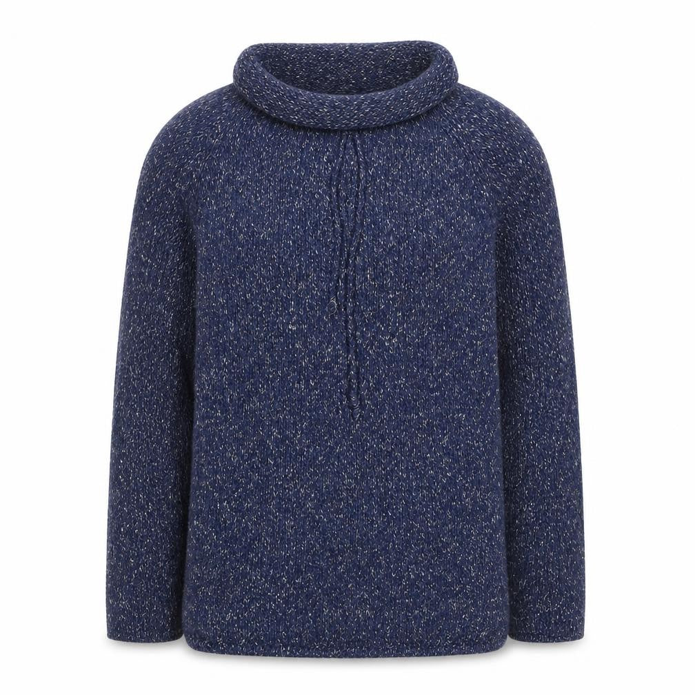 Today's Women Blue L Cowl Neck Long Sleeve Chunky Knit Jumper