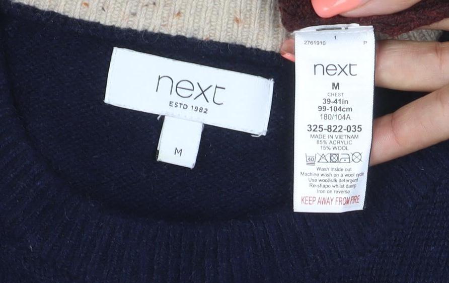 Next Men's Multicoloured M Crew Neck Colour Block Knit Pullover Jumper