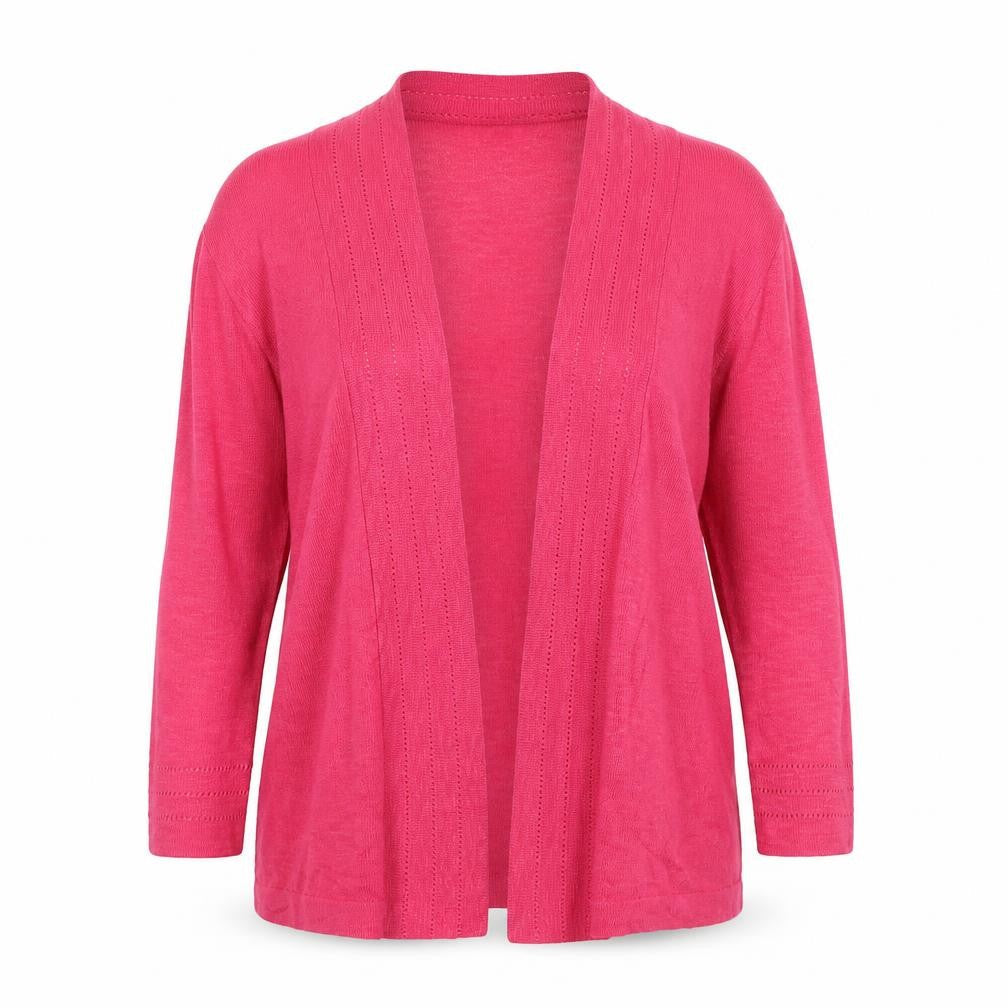White Stuff Women Pink UK 10 Open Linen Blend Cardigan Long Sleeve