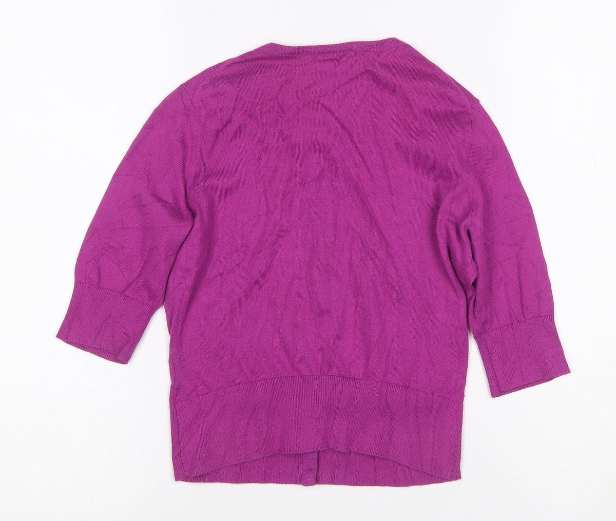Hobbs Women’s Purple Size 8 Round Neck Button Cardigan 3/4 Sleeve