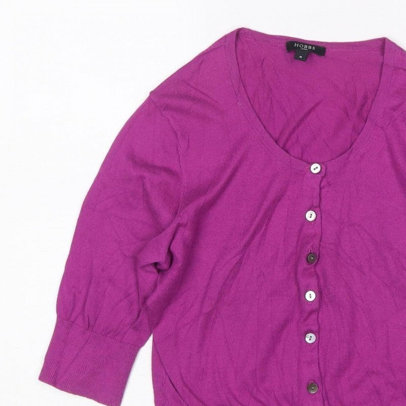 Hobbs Women’s Purple Size 8 Round Neck Button Cardigan 3/4 Sleeve
