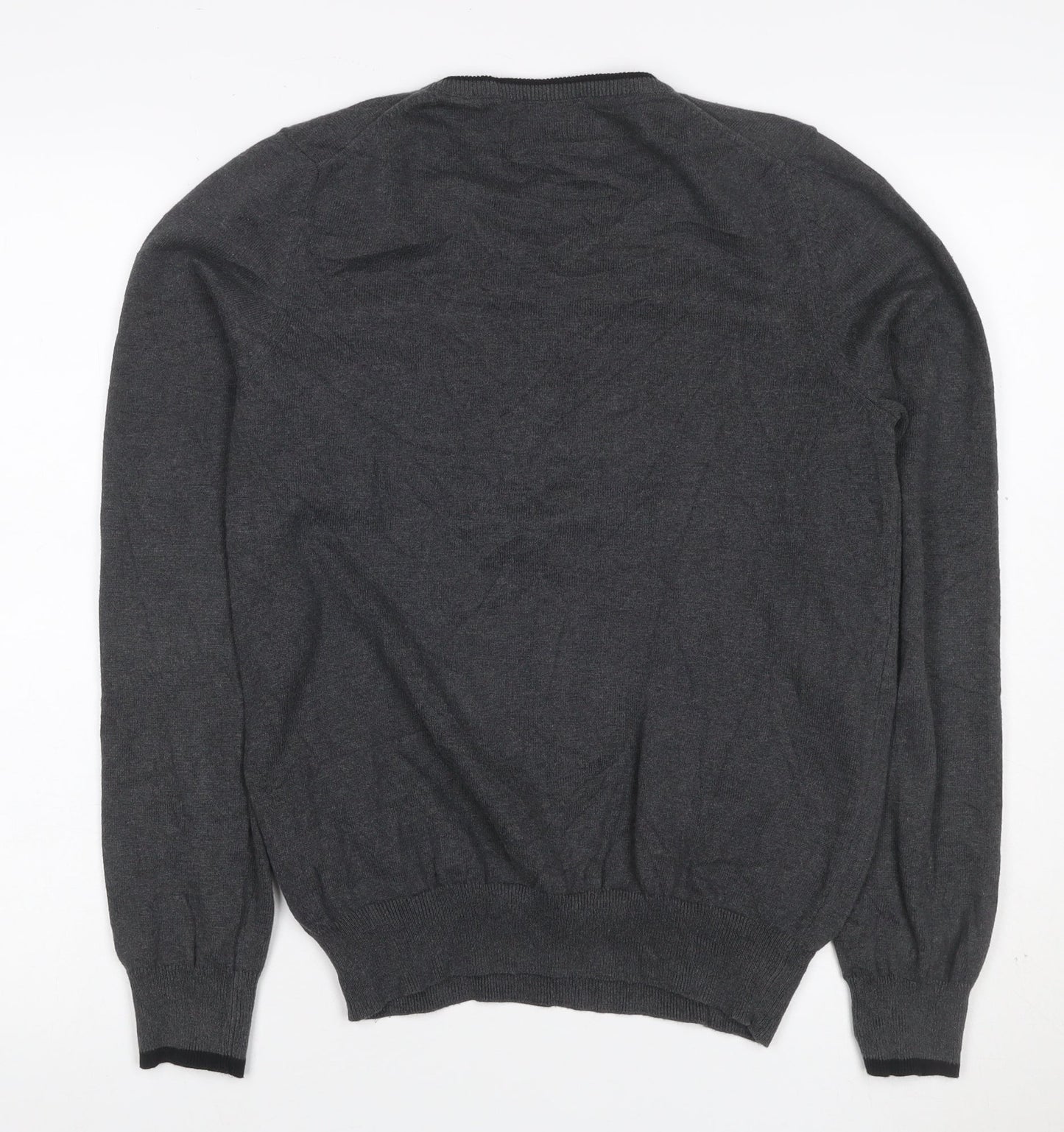 Ben Sherman Men’s Grey V-Neck Cotton Pullover Jumper Size S