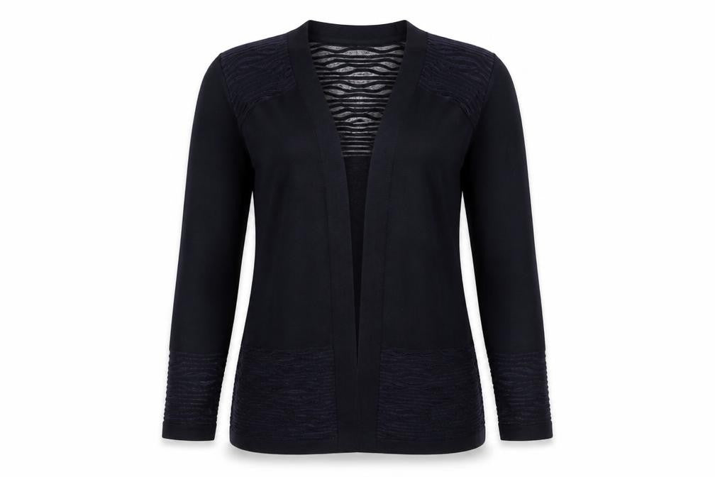 Per Una Women’s Black Size 12 Open Knit V-Neck Longline Cardigan