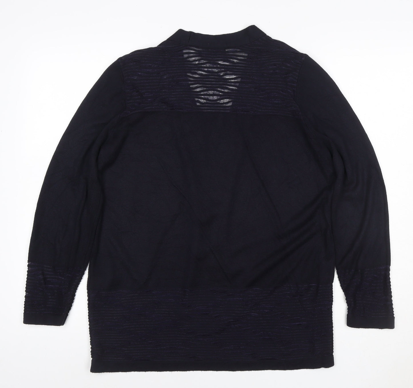 Per Una Women’s Black Size 12 Open Knit V-Neck Longline Cardigan