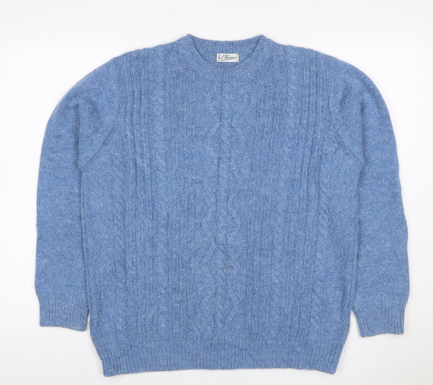 J. Frazer Women’s Blue Cable Knit Crew Neck Jumper Size 16