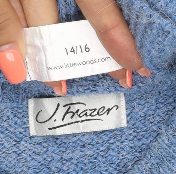 J. Frazer Women’s Blue Cable Knit Crew Neck Jumper Size 16