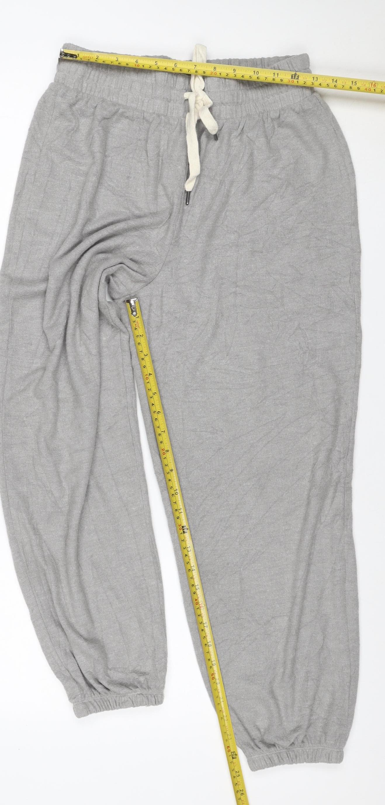 Wet Seal Women Grey S Jogger Trousers Linen Blend Drawstring Cuffed