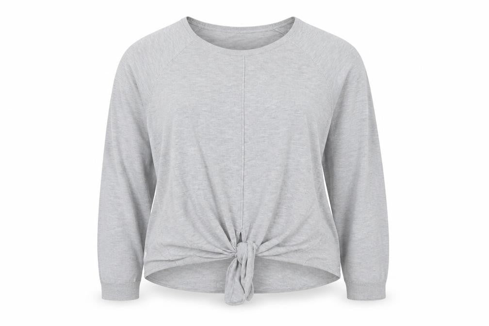 Marks & Spencer Women Grey UK 14 Tie Front Jersey Top Long Sleeve