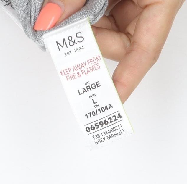 Marks and Spencer Women Grey UK 14 Tie Front Jersey Top Long Sleeve