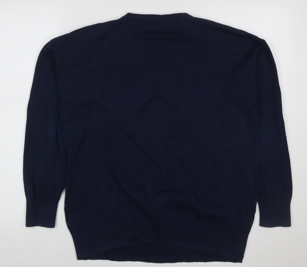 Back view of Maine New England Women’s Navy Heart Knit Jumper, size UK 14, Cotton