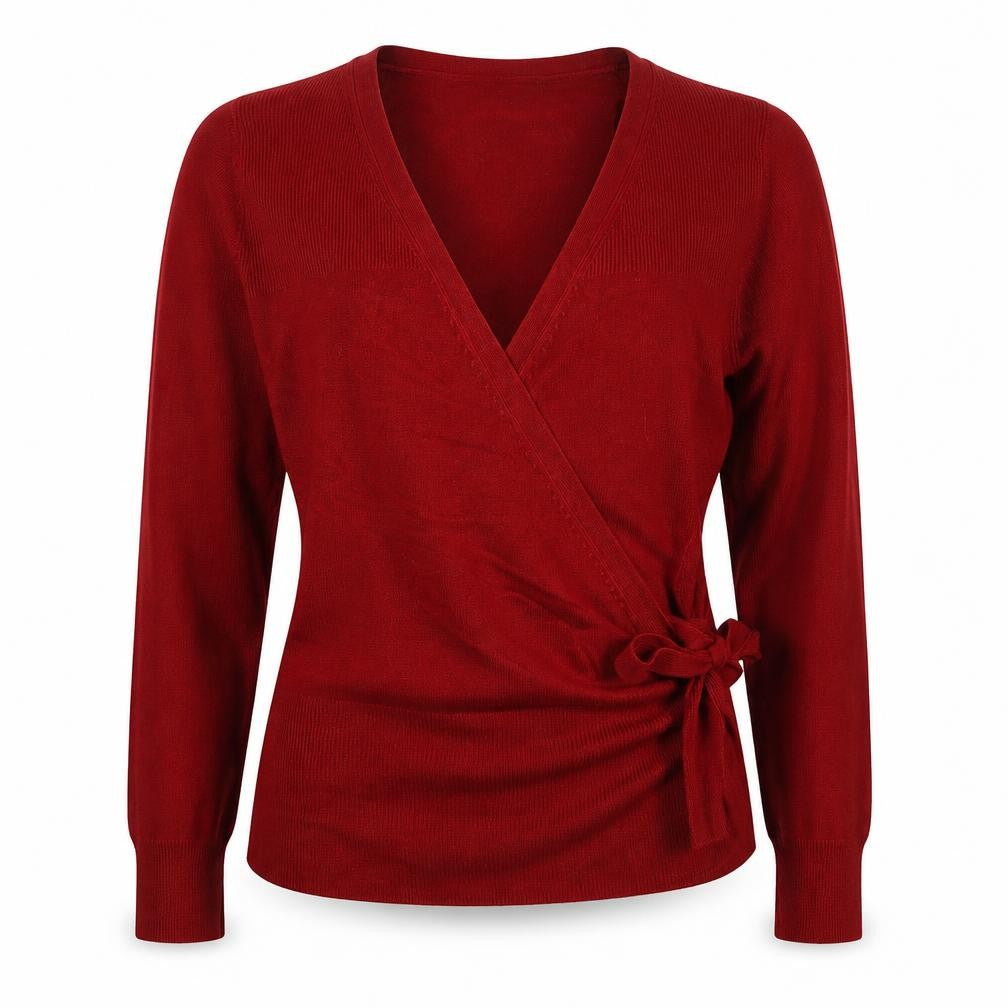 Next Women’s Red UK 12 Wrap V-Neck Belted Knit Jumper
