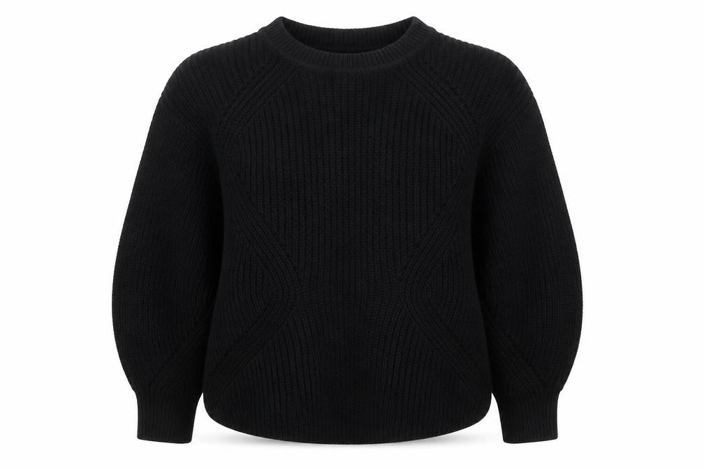 H&M Women Black XS Cable Knit Crew Neck Long Sleeve Jumper