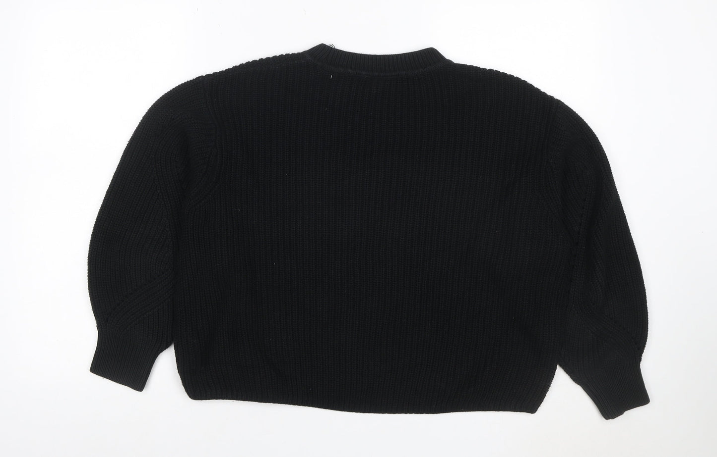H&M Women Black XS Cable Knit Crew Neck Long Sleeve Jumper