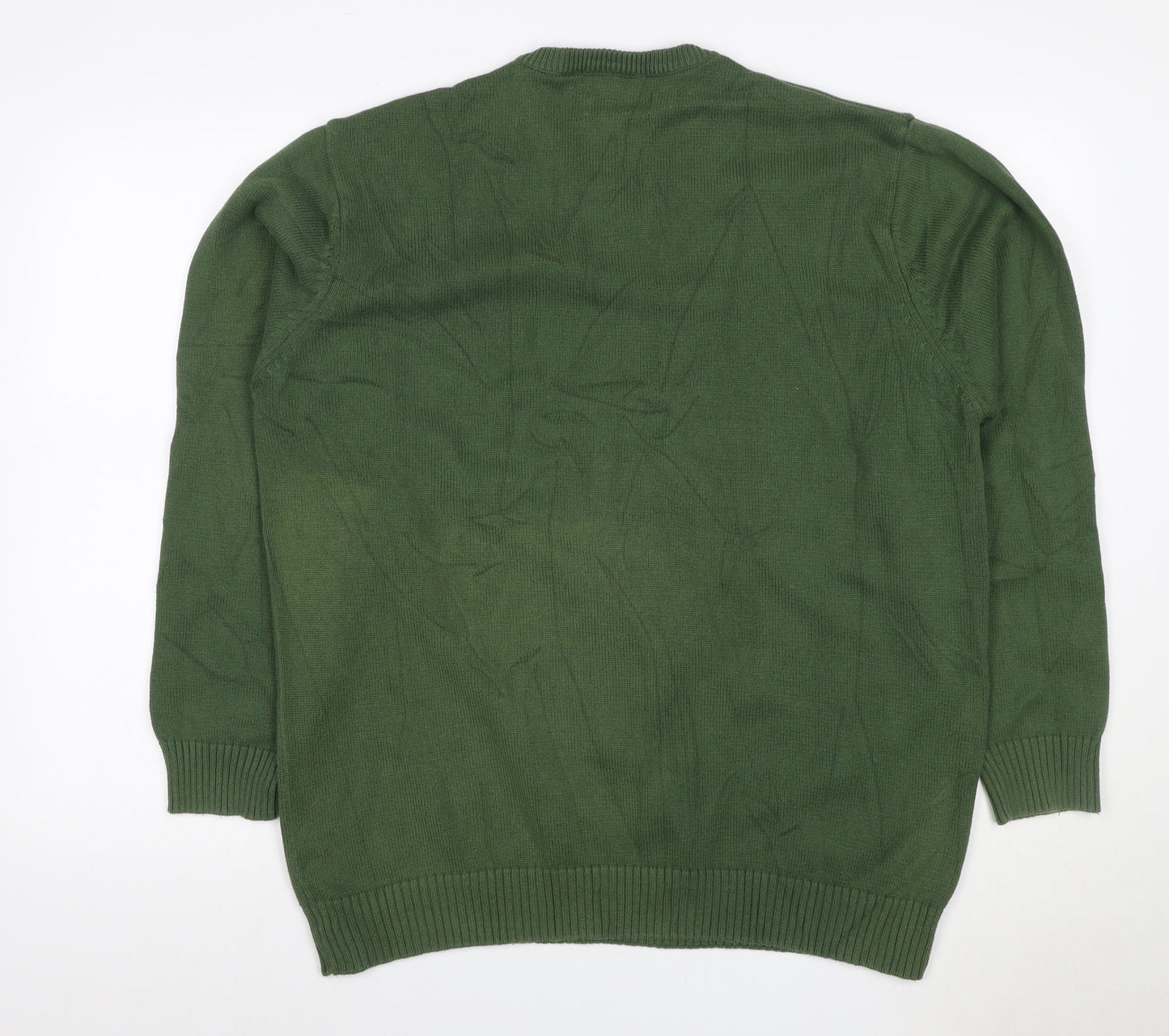 Maine New England Men's Green L V-Neck Pure Cotton Pullover Jumper