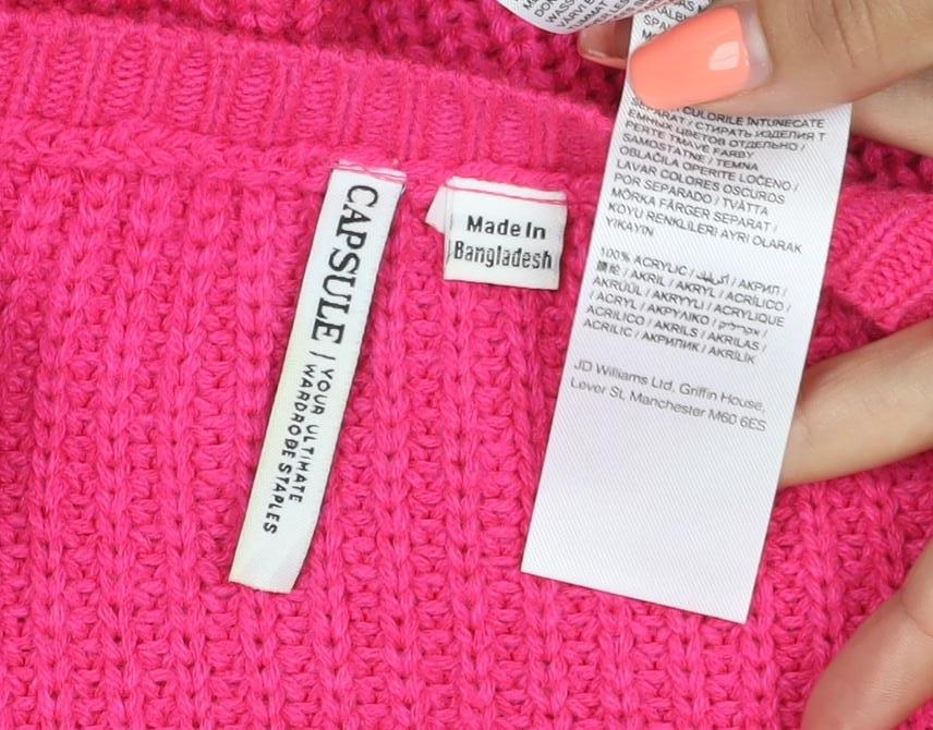 Capsule Women Pink UK 14 Cold Shoulder Long Sleeve Knit Tunic Jumper