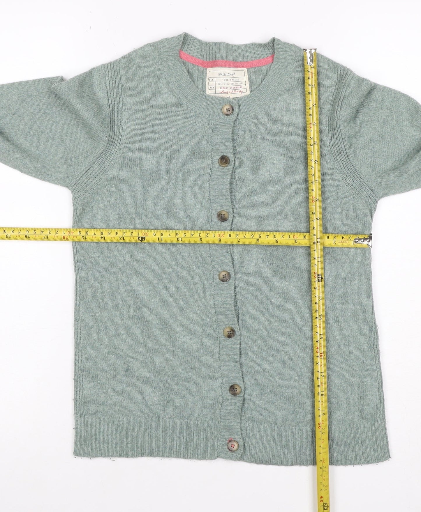 Weird Fish Women’s Green Wool Blend Button Cardigan UK 8 Long Sleeve