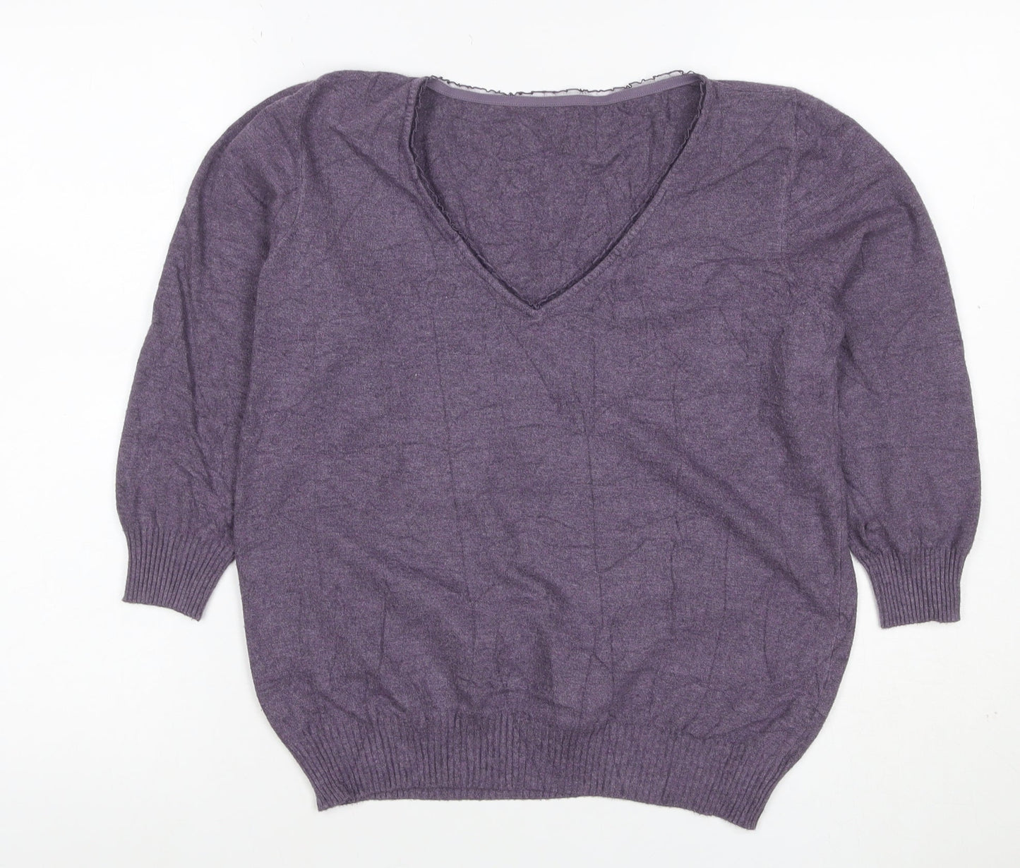 Marks & Spencer Per Una Women's Purple UK 8 V-Neck Knit Jumper