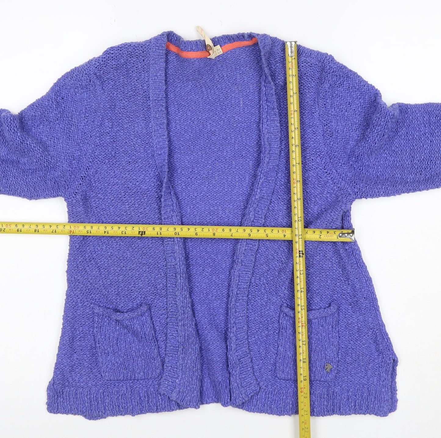 White Stuff Women’s Purple Size 12 Cotton Knit Open Cardigan Pockets