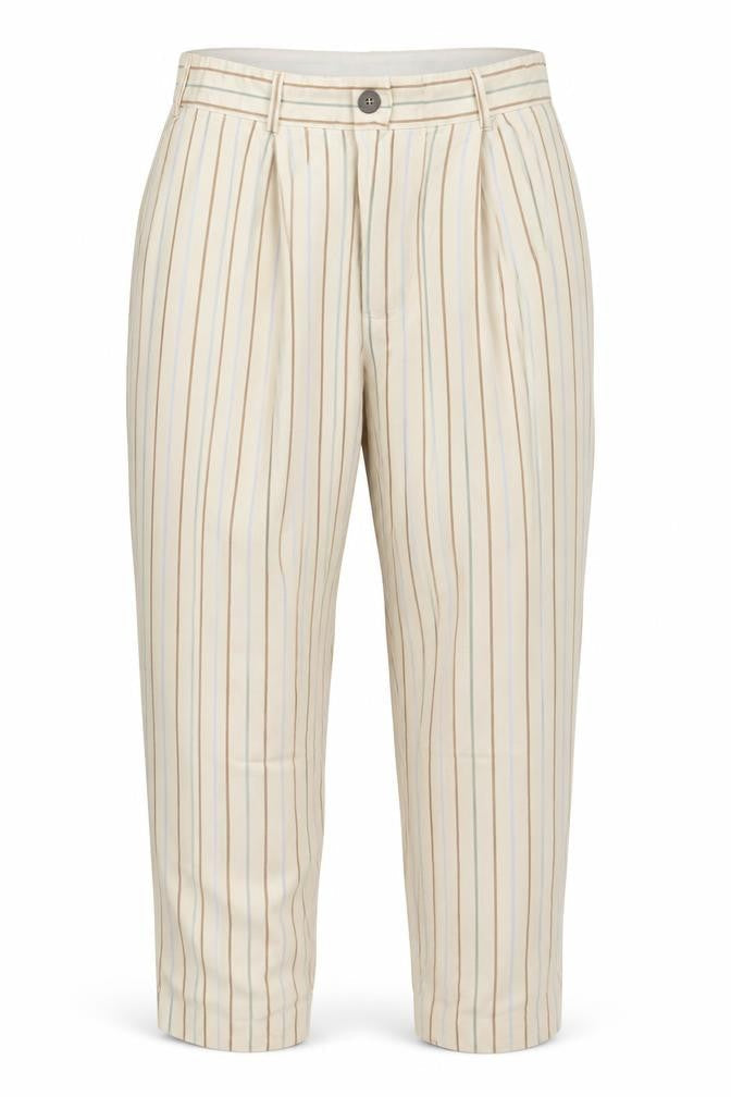 Marks & Spencer Women Beige Stripe Wide-Leg Trousers UK 14