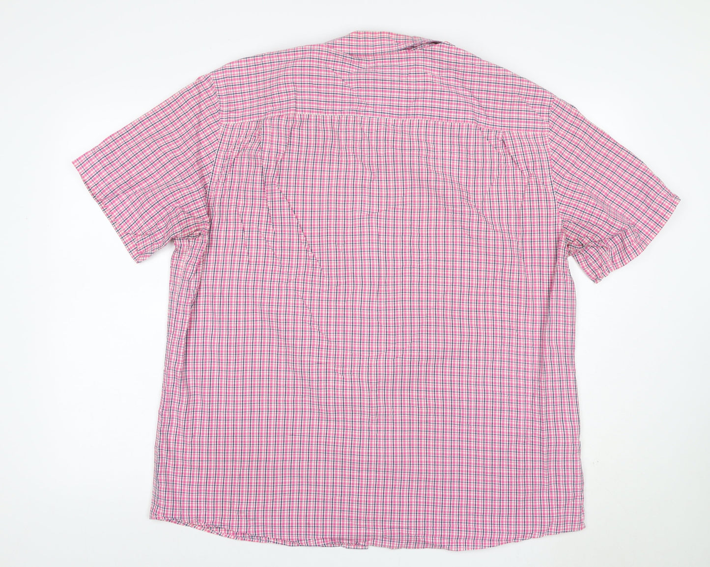 M&S Blue Harbour Men Pink Check Cotton Button Down Shirt XL