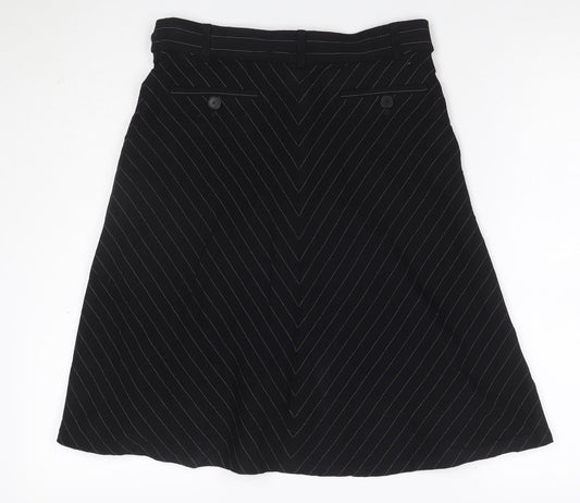 Jaeger Women’s Black Pinstripe UK 10 Knee Length Pencil Skirt