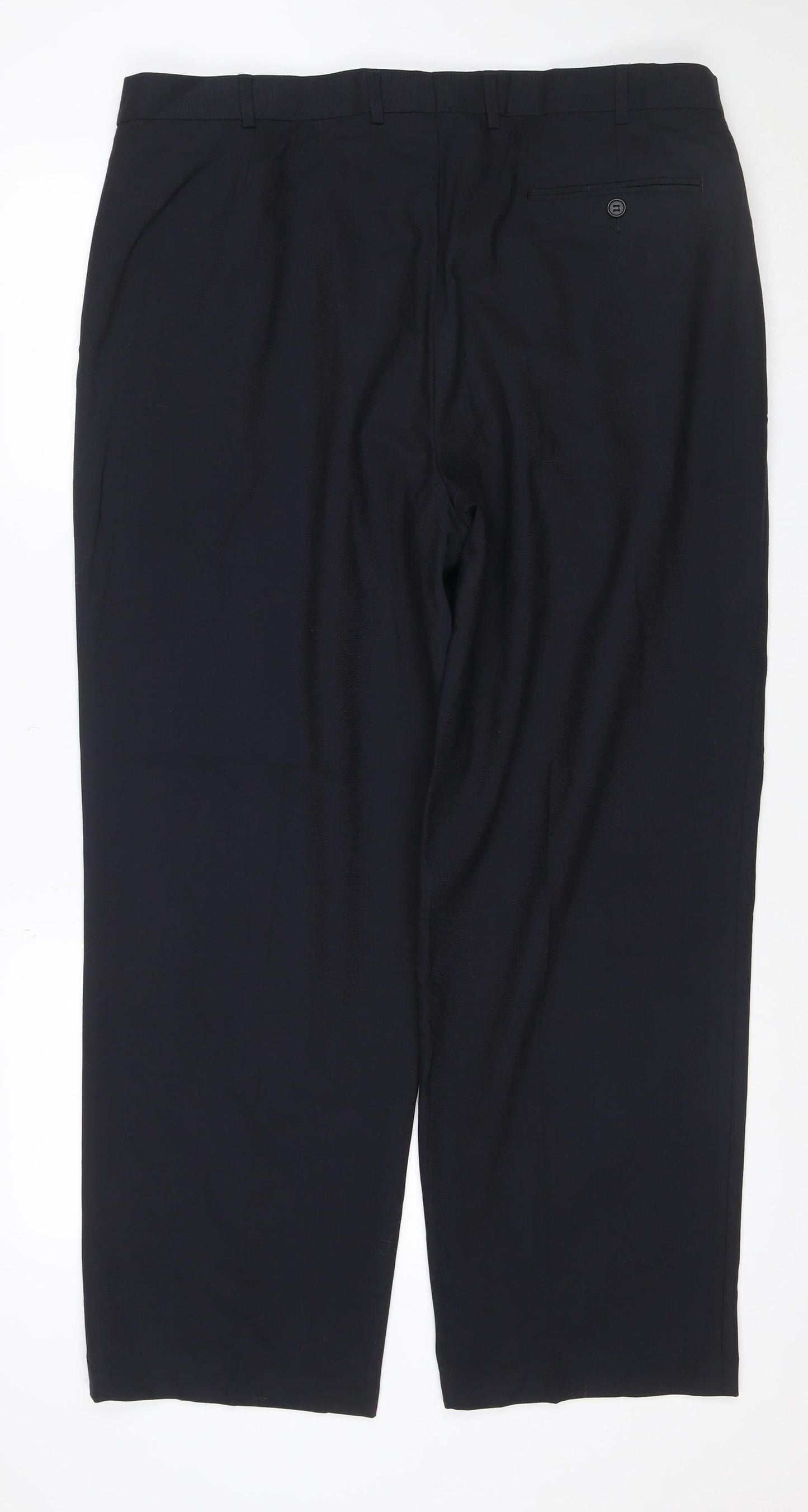 Marks and Spencer Men Black 38in Slim Wool Blend Dress Trousers