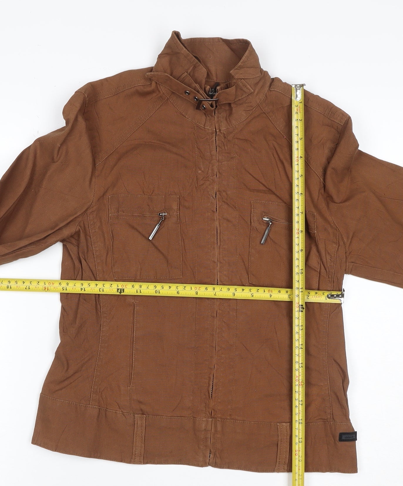Claire.dk Jeans Wear Women’s Brown S Linen Blend Biker Jacket