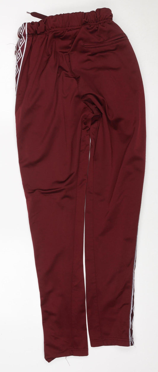 Umbro Men’s Burgundy S Track Pants Zip Legs Drawstring Football