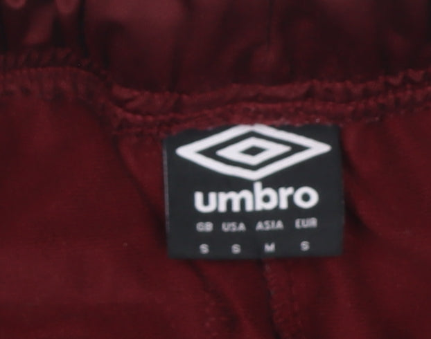 Umbro Men’s Burgundy S Track Pants Zip Legs Drawstring Football