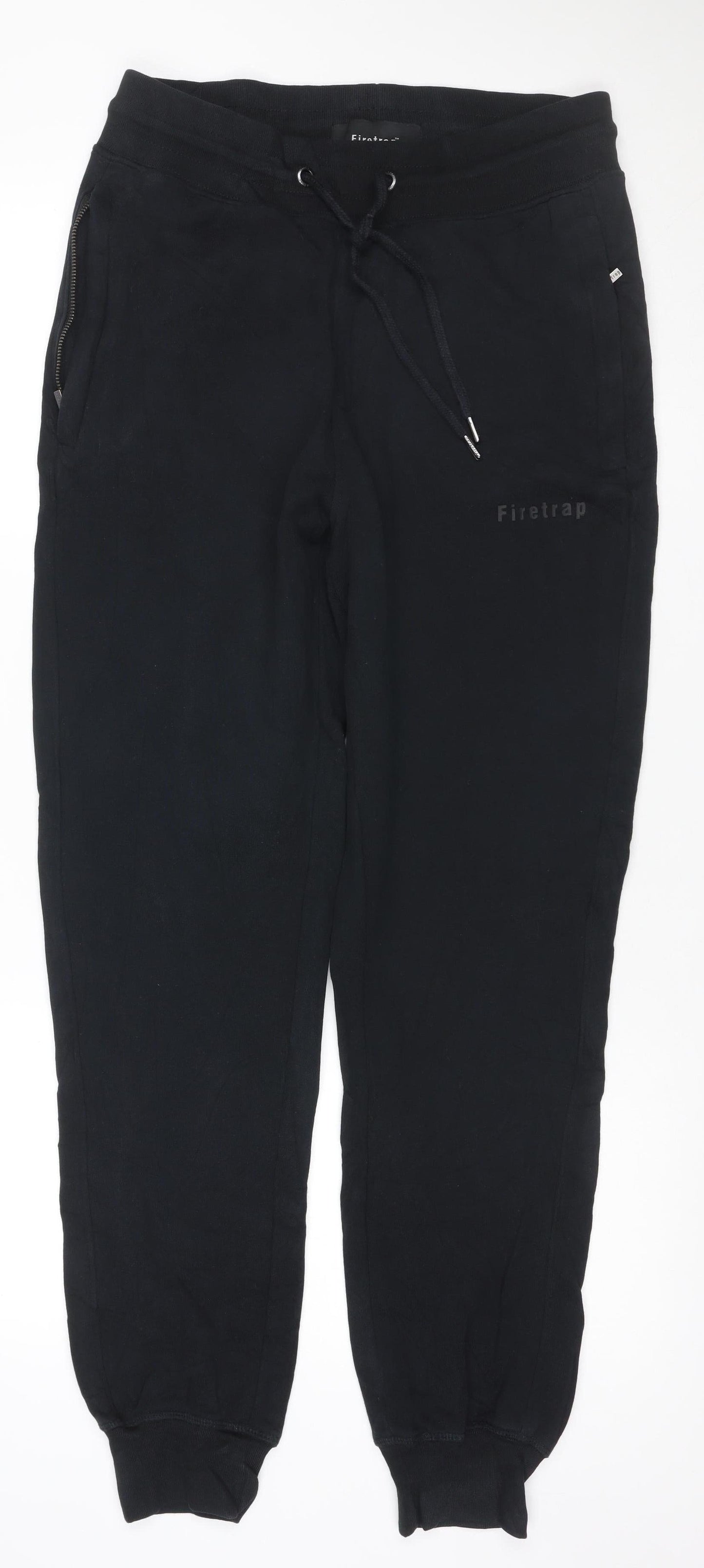 Firetrap Men Black M Jogger Sweatpants Drawstring Zip Pocket