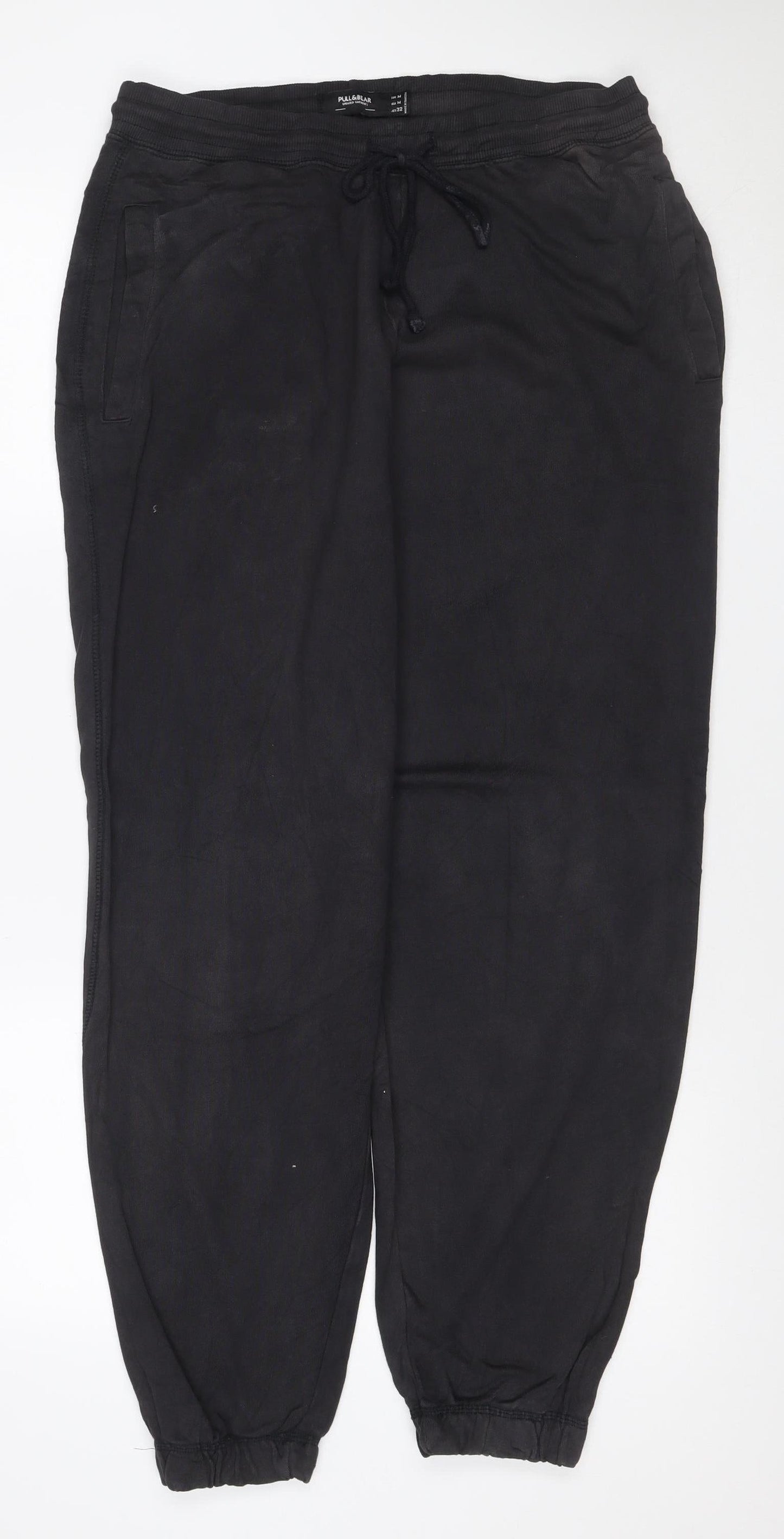 Pull&Bear Men’s Black M Cotton Stretch Jogger Sweatpants Drawstring