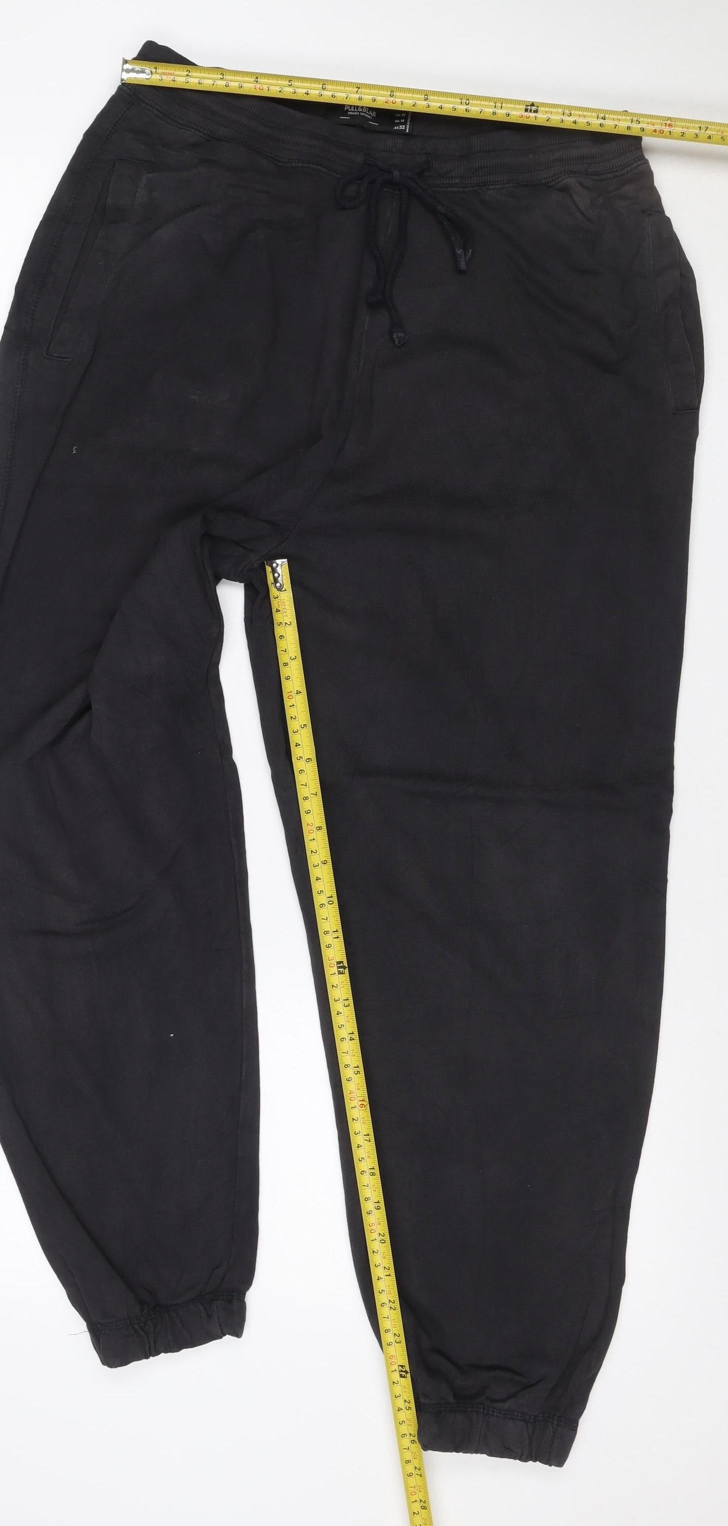 Pull&Bear Men’s Black M Cotton Stretch Jogger Sweatpants Drawstring