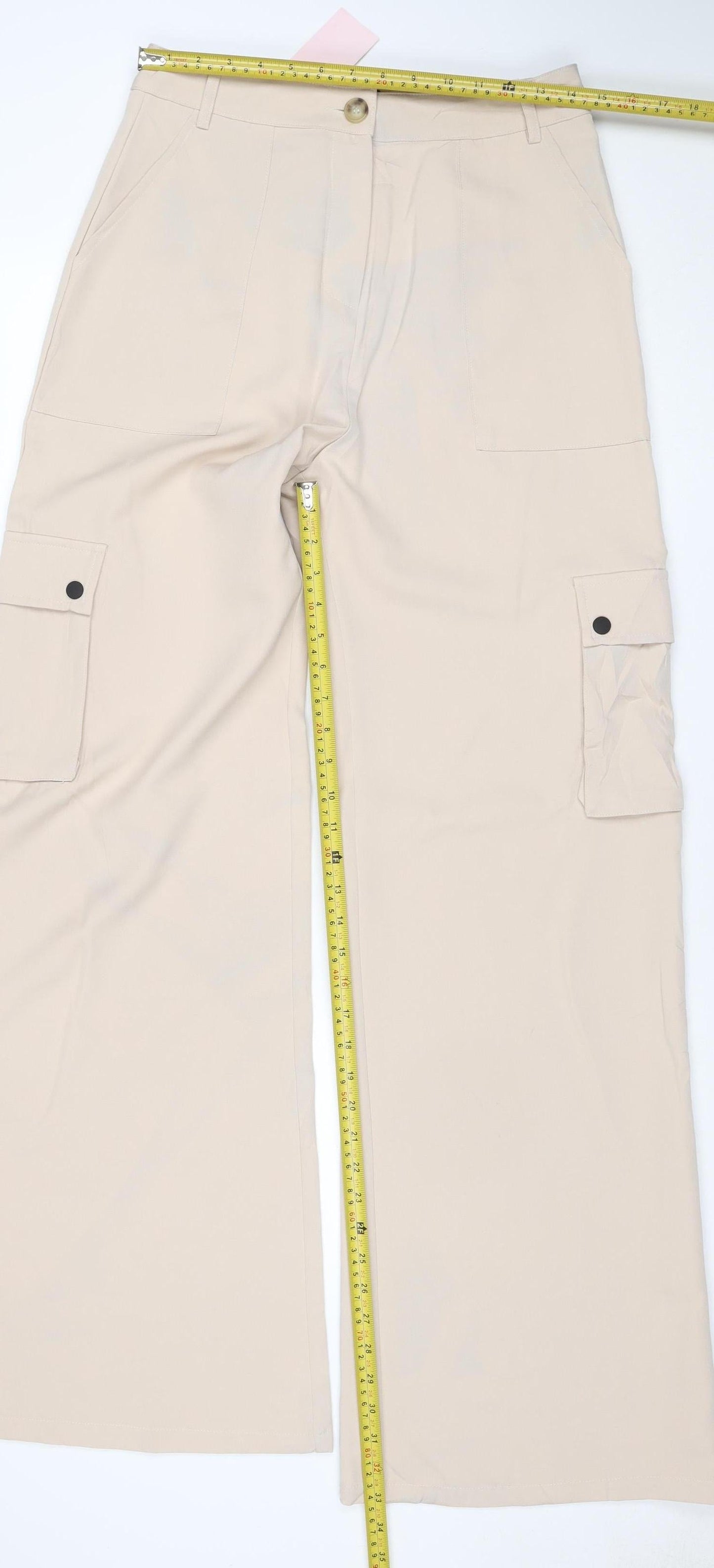 PrettyLittleThing Women’s Beige UK 12 Woven Split Hem Cargo Trousers