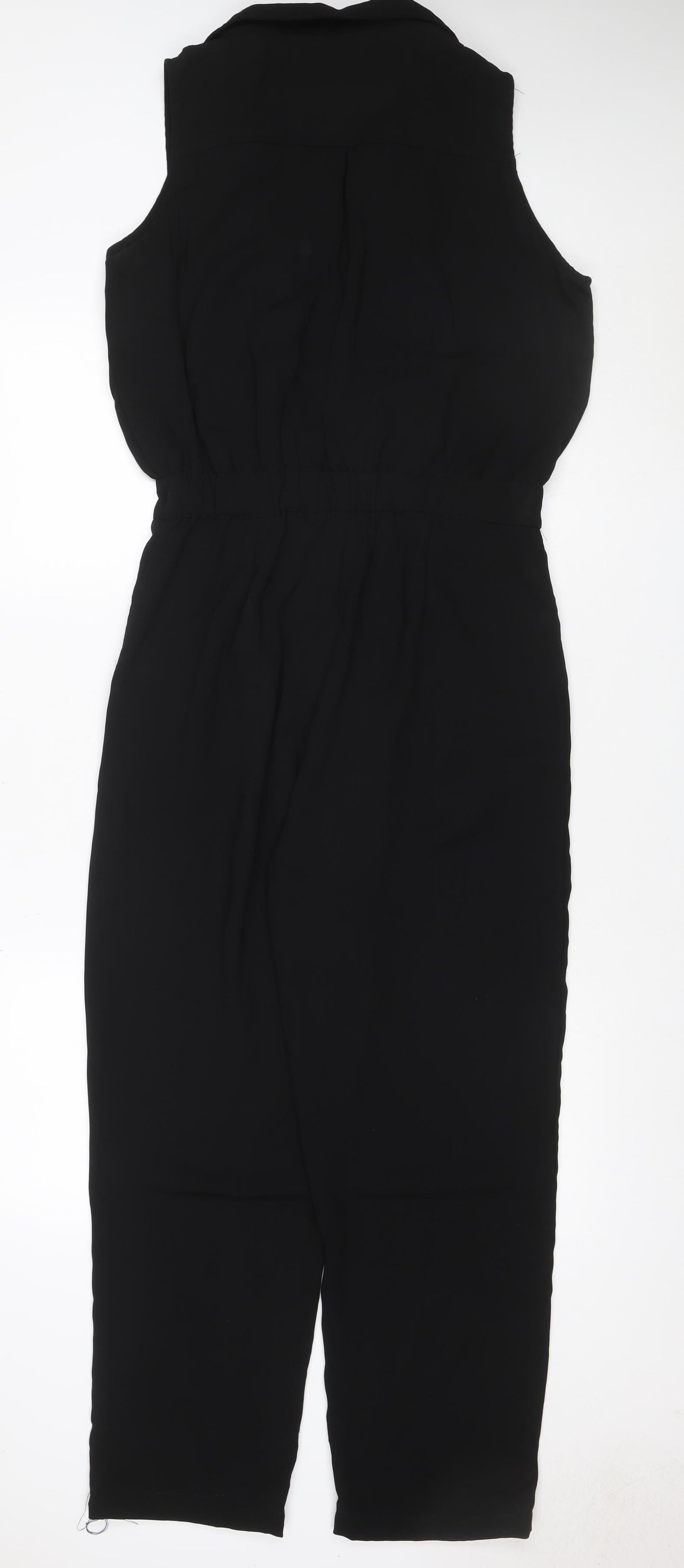 Glamorous Women Black UK 14 Sleeveless Zip Front Straight-Leg Jumpsuit
