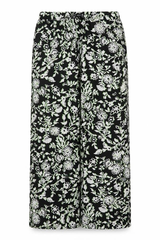 Marks & Spencer Women Black Floral Wide Leg Trousers UK 12 Long