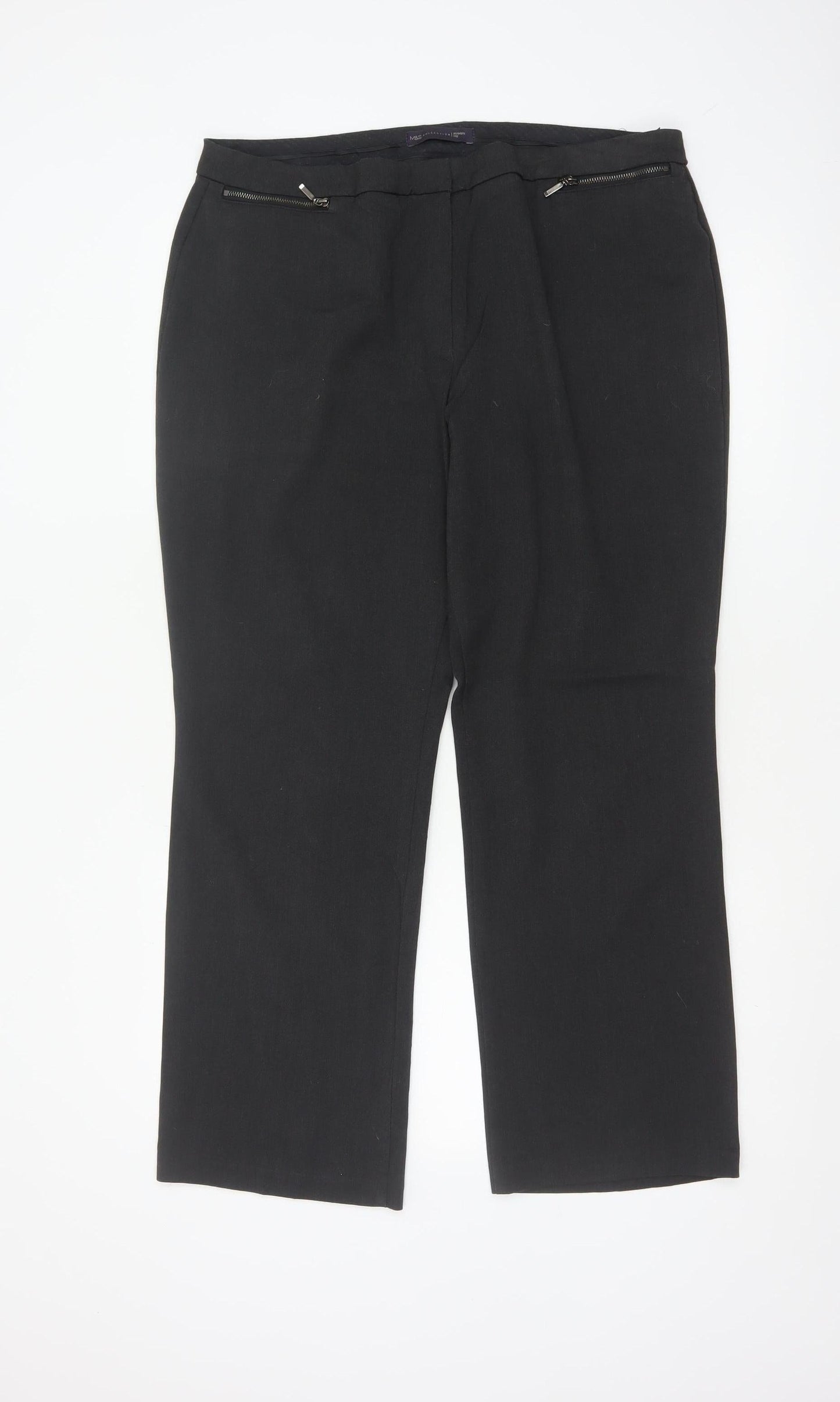 Marks & Spencer Women Black UK 16 Short Straight Dress Trousers