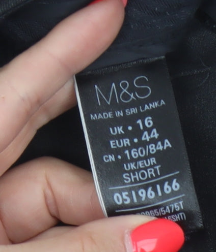 Marks & Spencer Women Black UK 16 Short Straight Dress Trousers