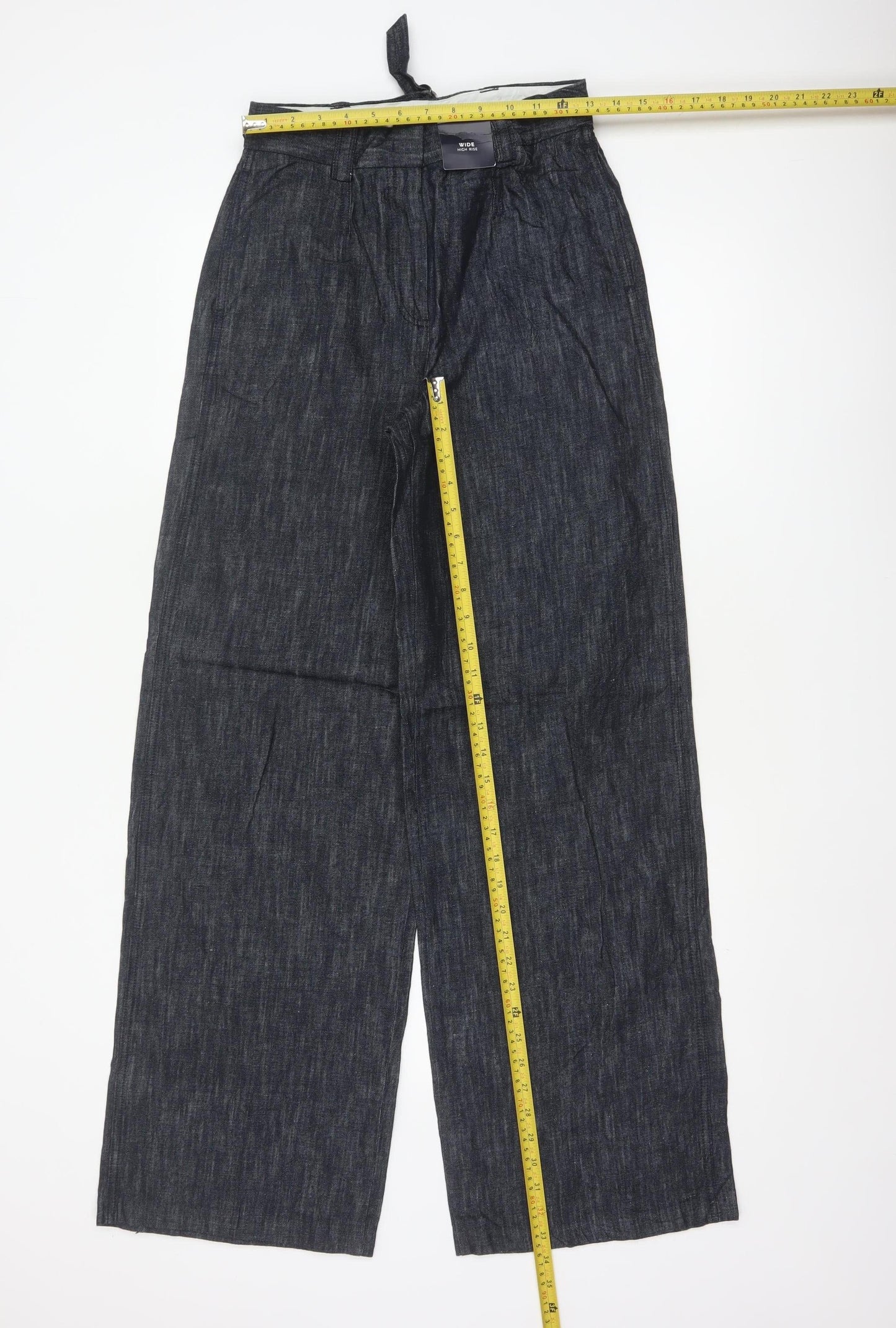 Marks & Spencer Women's Blue Size 8 Long Wide Leg Linen Trousers