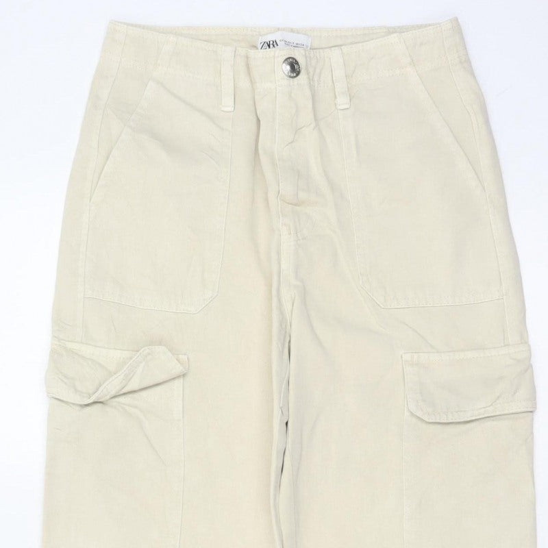 Zara Women’s Beige UK 6 Straight Leg Cargo Trousers